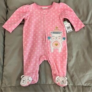 NWT Little Wonders Full Zip Fleece Bear Onesie - Size Newborn